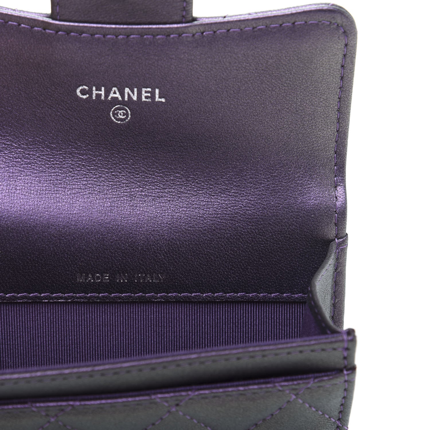 Chanel Iridescent Lambskin Quilted Flap Card Holder Purple 7 of 11