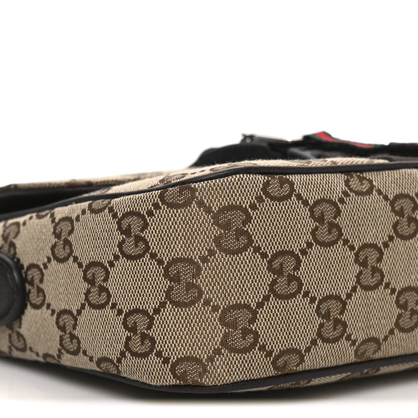 GG Supreme Monogram Textured Dollar Calfskin Mini Ophidia Buckle Shoulder Bag Beige Ebony New Acero