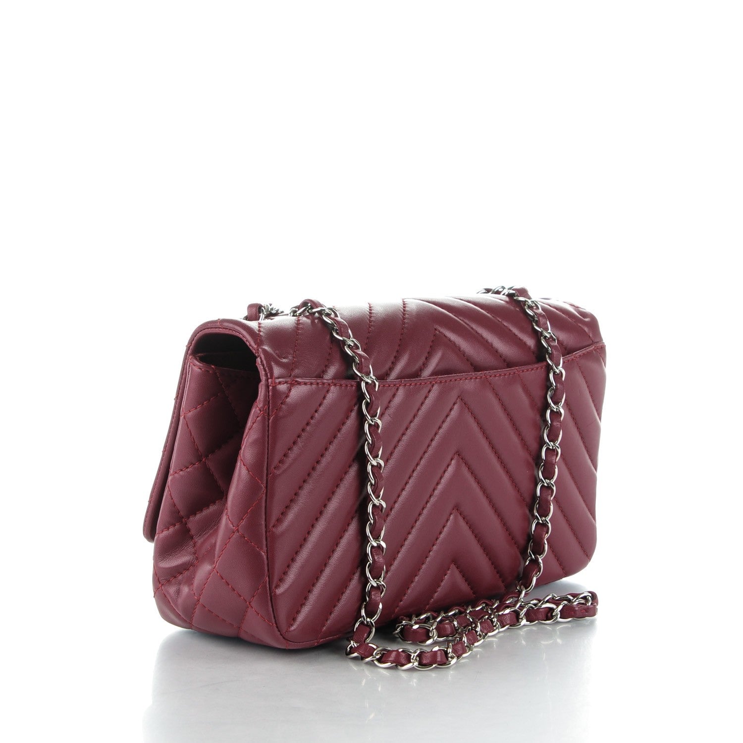 Chanel Lambskin Chevron Medium Single Flap Dark Red 3 of 8