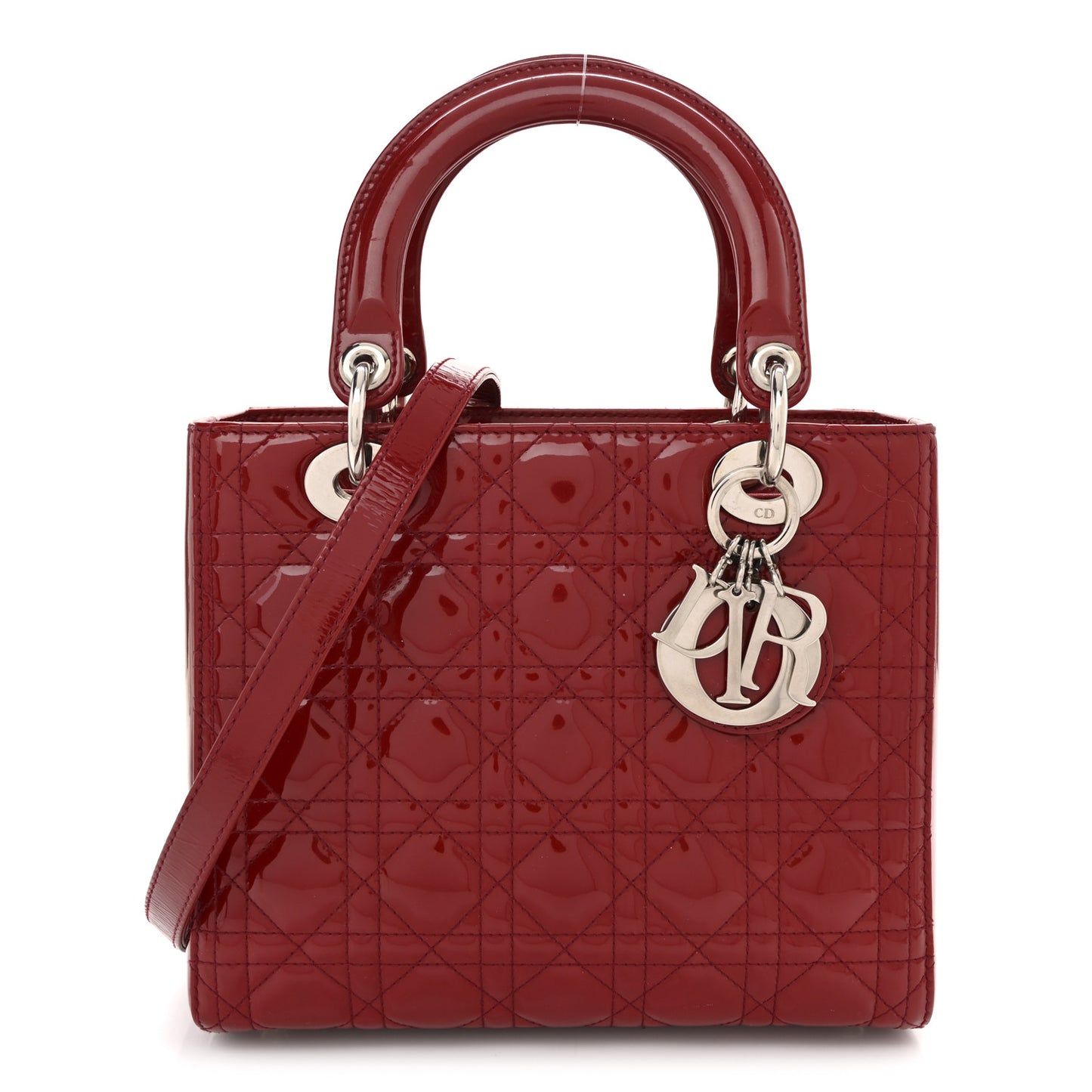 Patent Cannage Medium Lady Dior Red