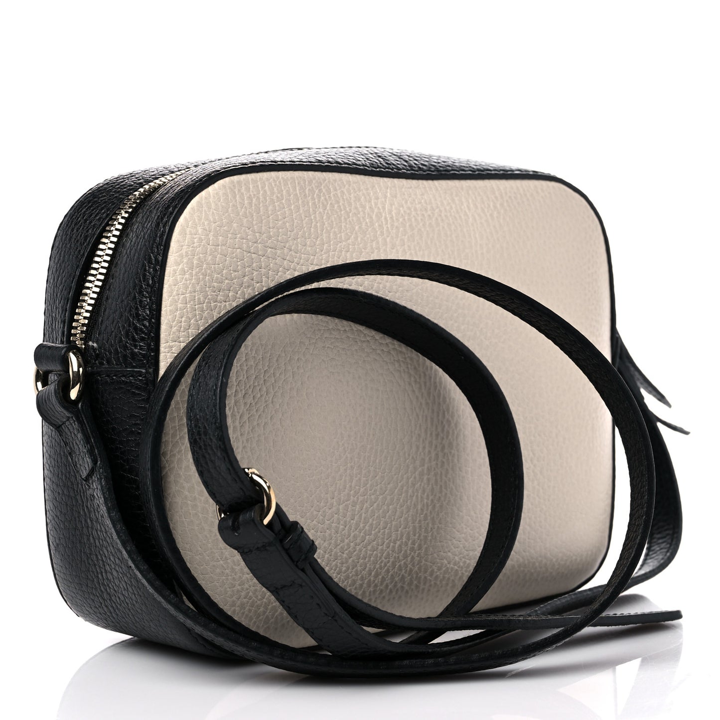 Dollar Calfskin Bi-Color Small Soho Disco Bag Mystic White Black