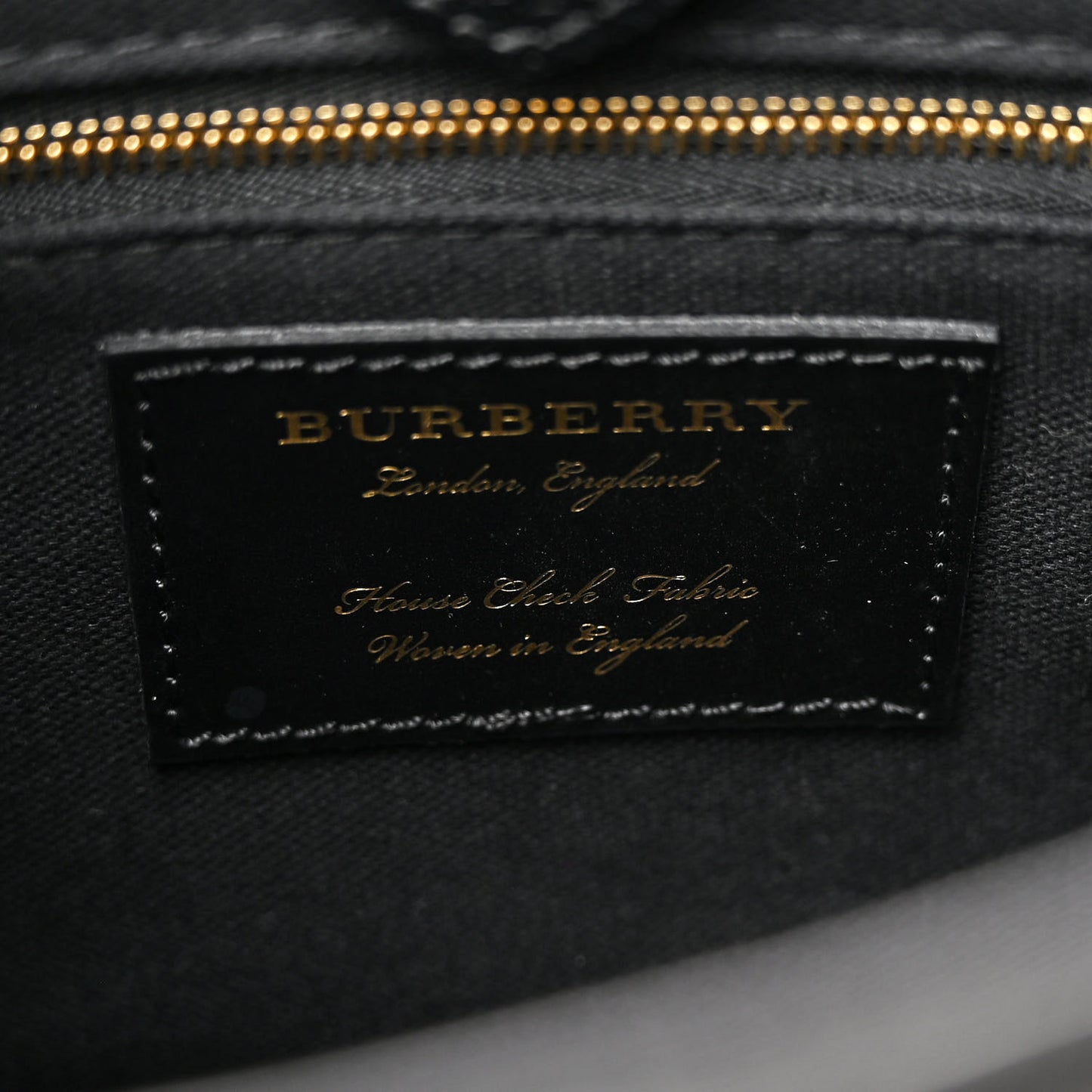 Grainy Calfskin House Check Small Banner Tote Black