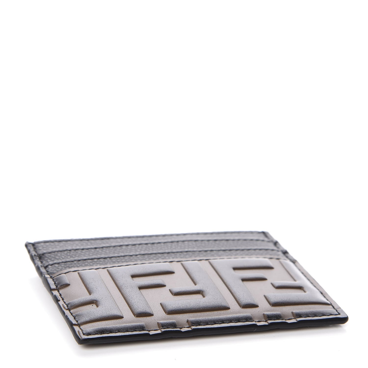 Fendi Vitello Cruise Bi-Color FF 1974 Embossed Card Holder Maya Black 3 of 10