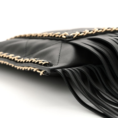 Chanel Calfskin Quilted Fringe Small Shopping Bag Black 9 of 10
