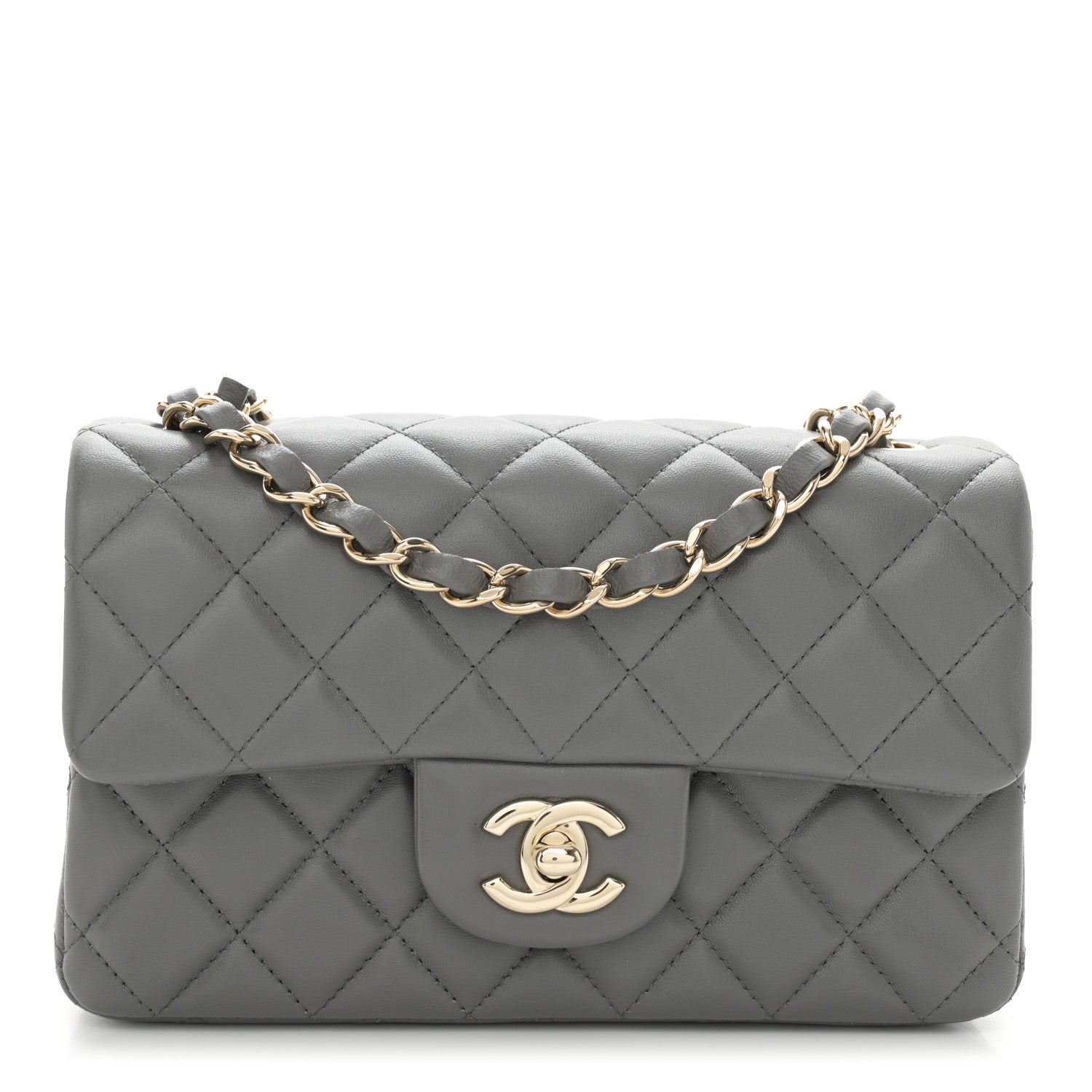 Chanel Lambskin Quilted Mini Rectangular Flap Dark Grey 1 of 11