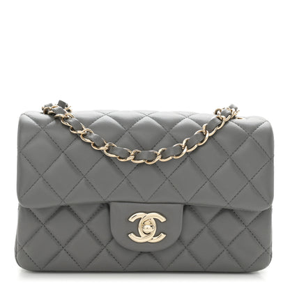 Chanel Lambskin Quilted Mini Rectangular Flap Dark Grey 1 of 11