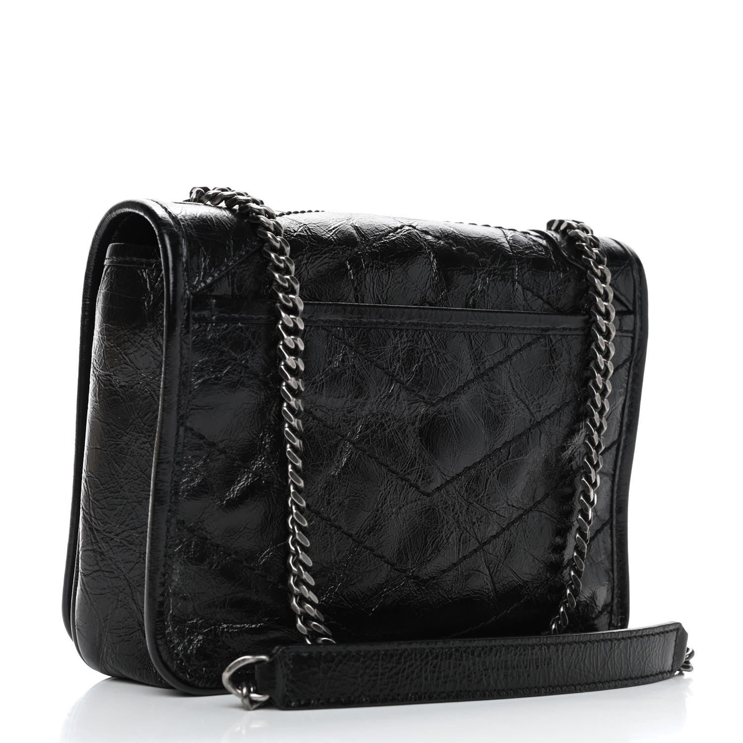 Saint Laurent Crinkled Calfskin Matelasse Monogram Niki Chain Wallet Black 2 of 4