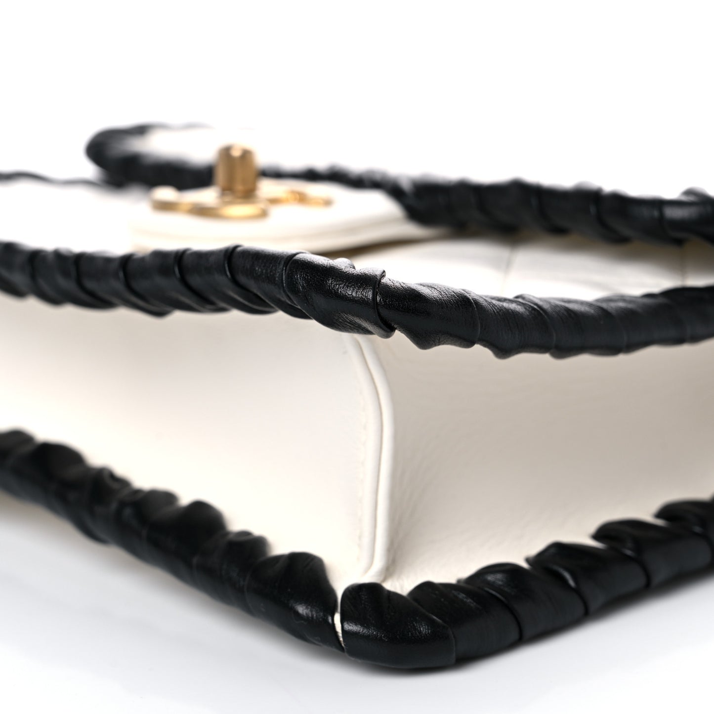 Braided Calfskin Mini My Own Frame Flap White