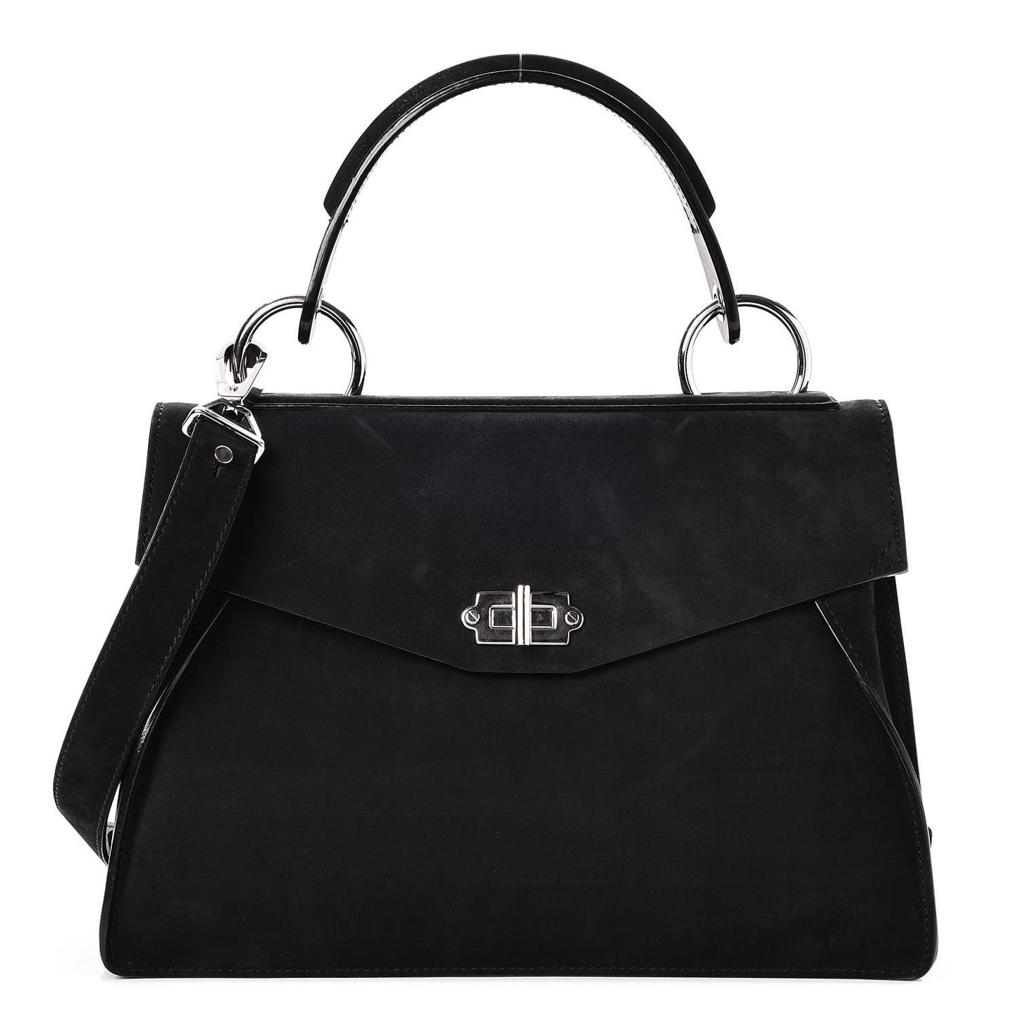 Suede Medium Hava Top Handle Bag Black