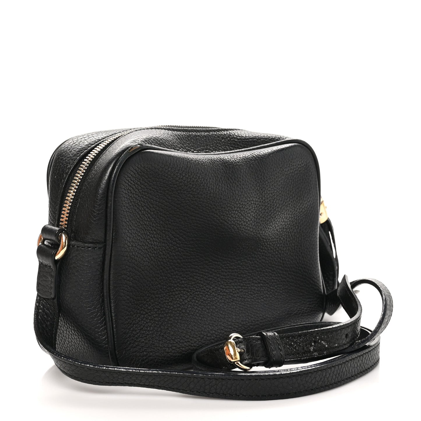 Pebbled Calfskin Small Soho Disco Bag Black