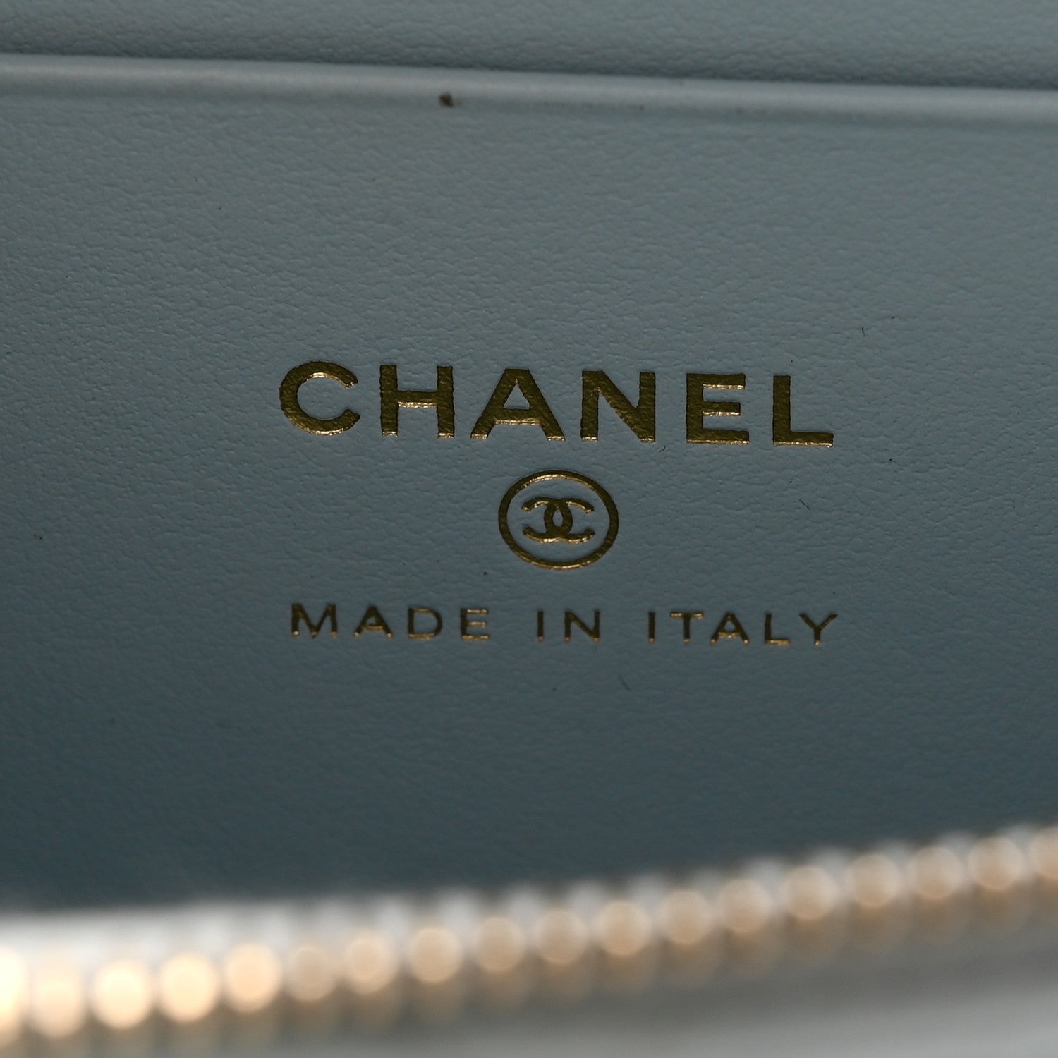 Chanel Caviar Quilted Top Handle Slim Vanity With Chain Light Blue 6 of 11