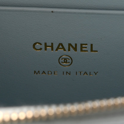 Chanel Caviar Quilted Top Handle Slim Vanity With Chain Light Blue 6 of 11