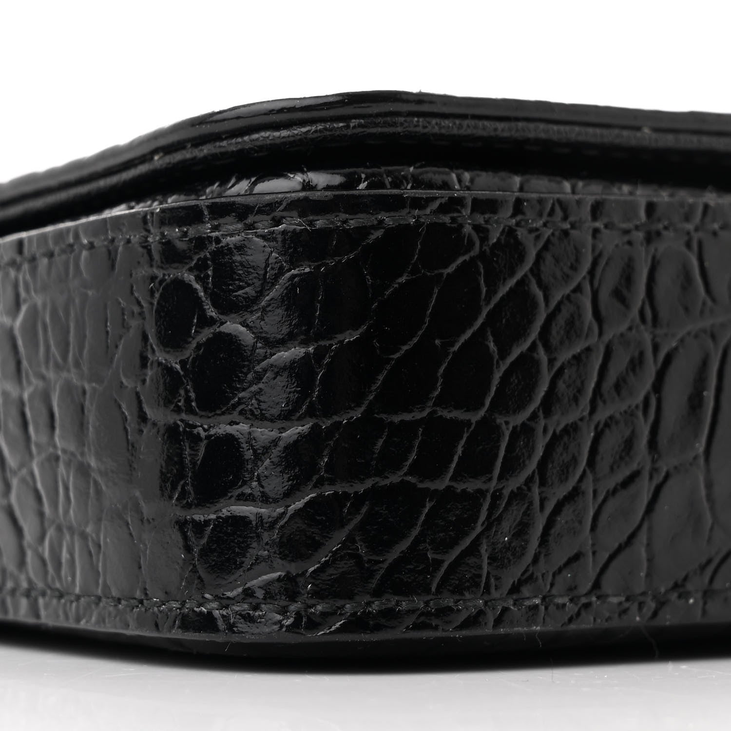 Jimmy Choo Calfskin Crocodile Embossed Palace Wallet On Chain Black 9 of 11