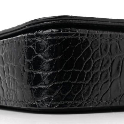 Jimmy Choo Calfskin Crocodile Embossed Palace Wallet On Chain Black 9 of 11