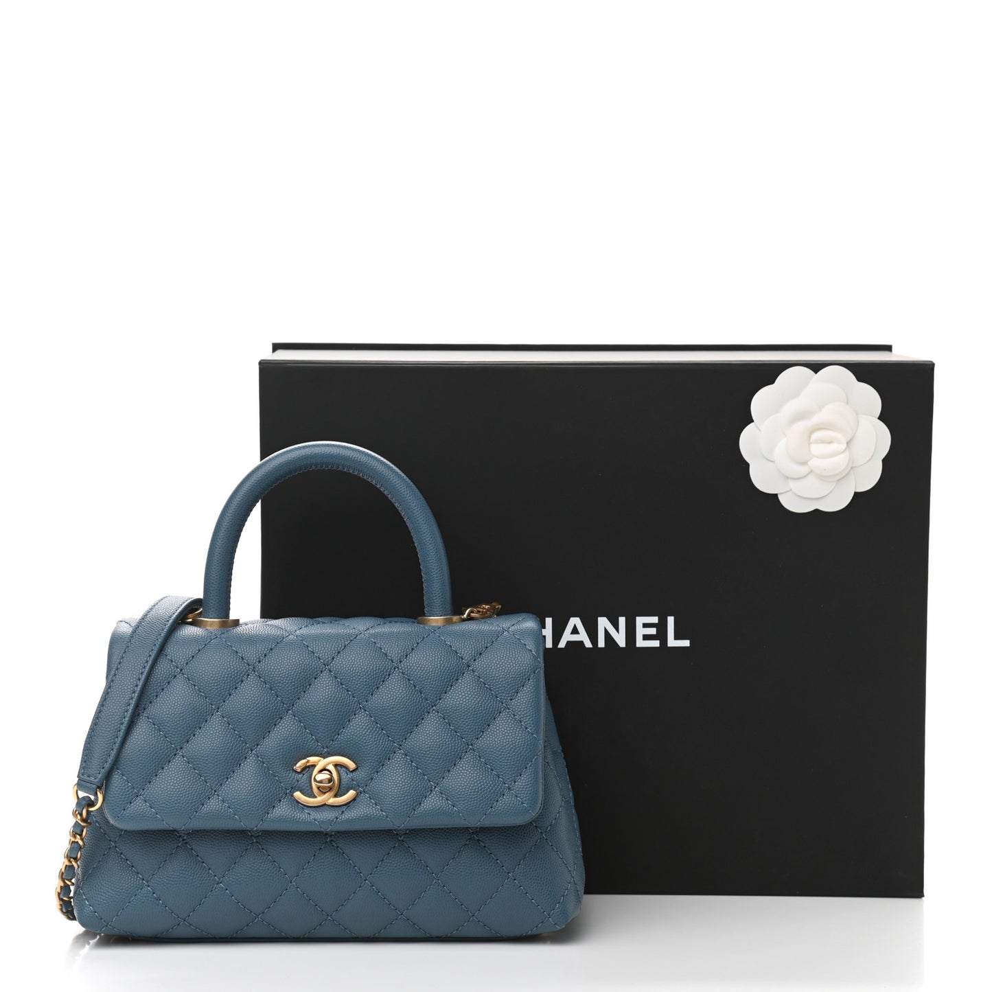 Caviar Quilted Mini Coco Handle Flap Blue