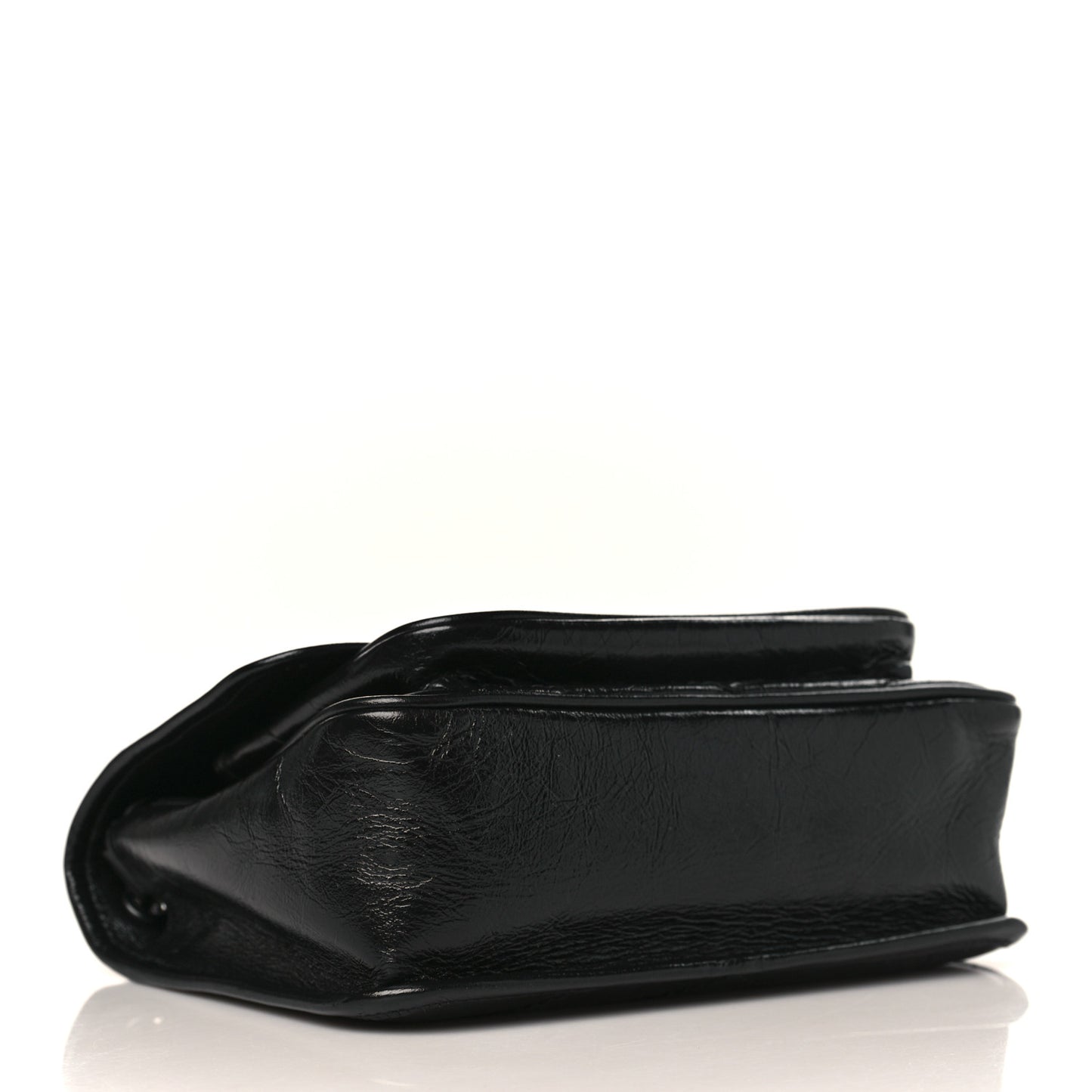 Crinkled Calfskin Matelasse Monogram Baby Niki Chain Satchel Black