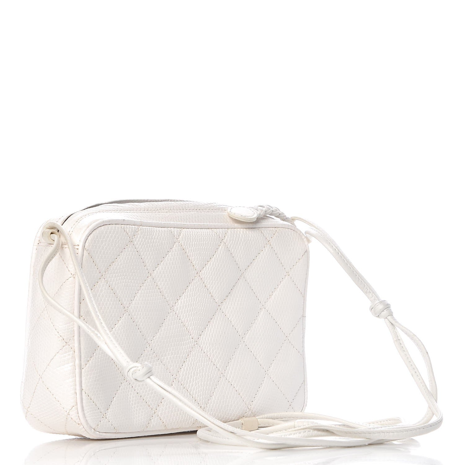 Chanel Lizard Quilted Camera Case White 3 of 12