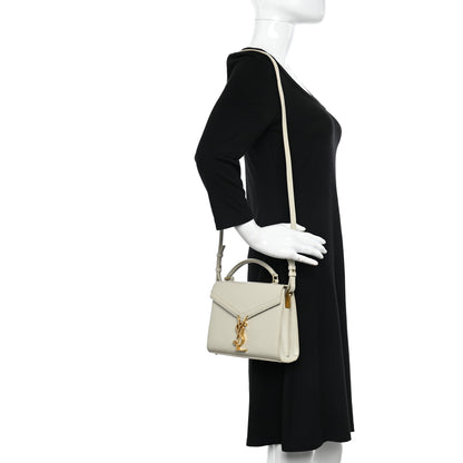 Saint Laurent Grain de Poudre Mini Classic Monogram Cassandra Top Handle Vintage White 2 of 13