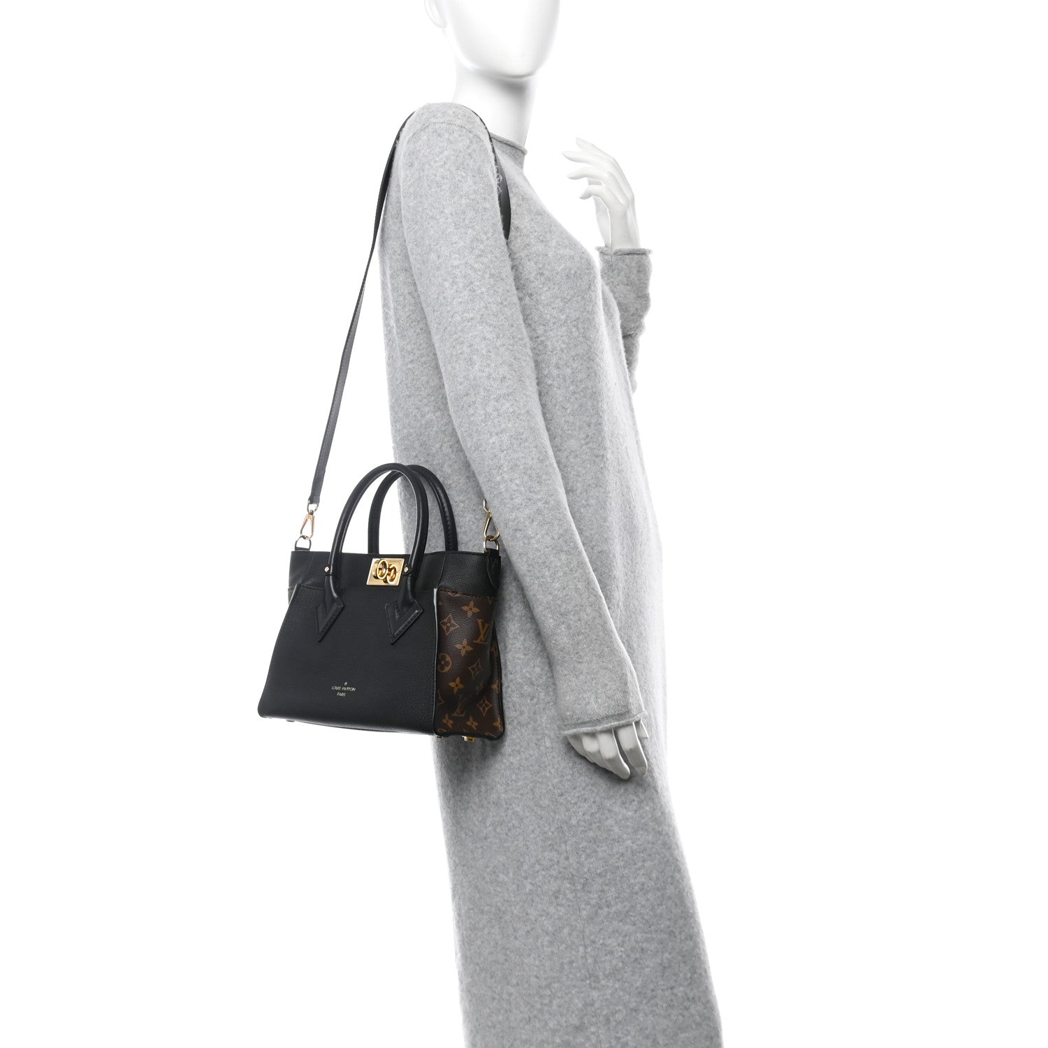 Louis Vuitton Calfskin Monogram On My Side PM Black 2 of 9
