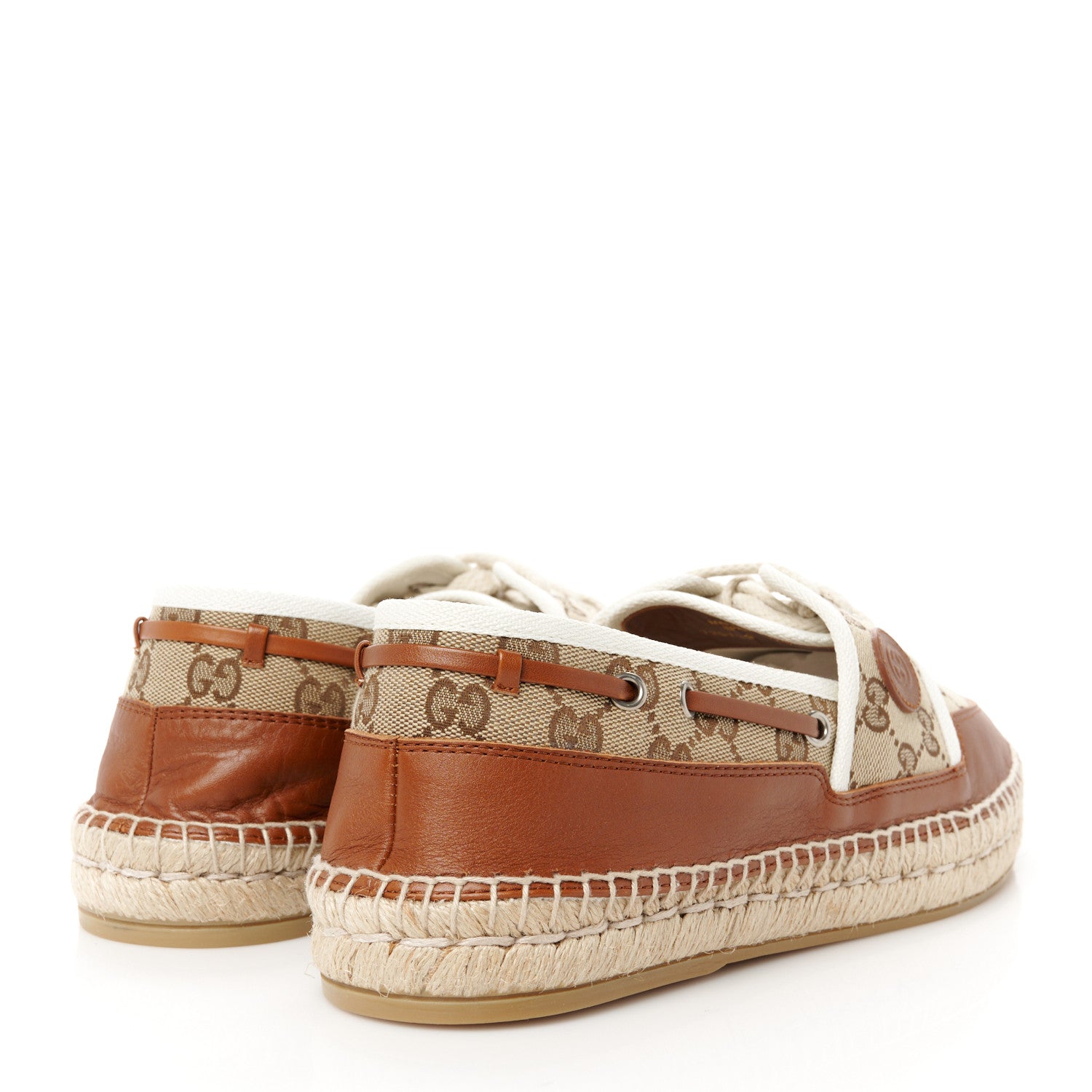 Gucci GG Monogram Mens Espadrille Loafers 9 Beige Ebony Mystic White 4 of 11