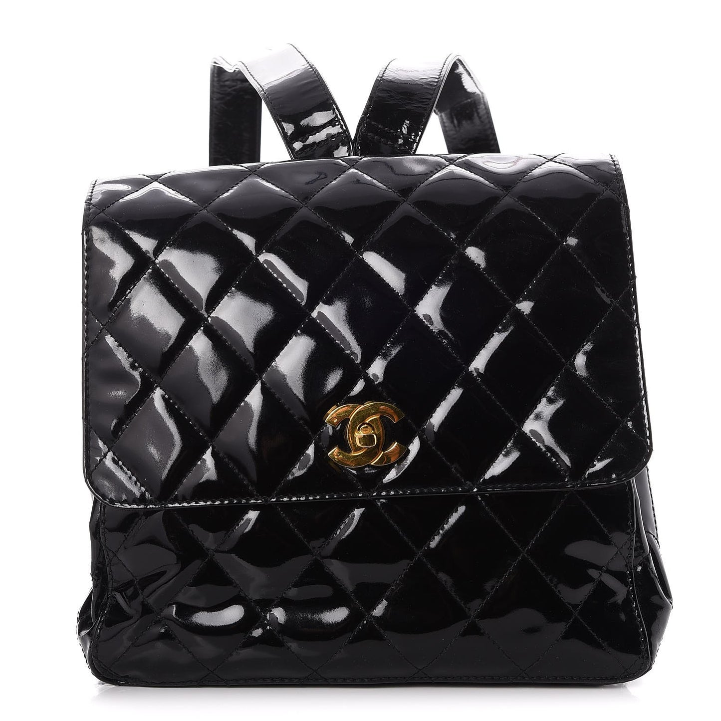 Patent Quilted Backpack Black