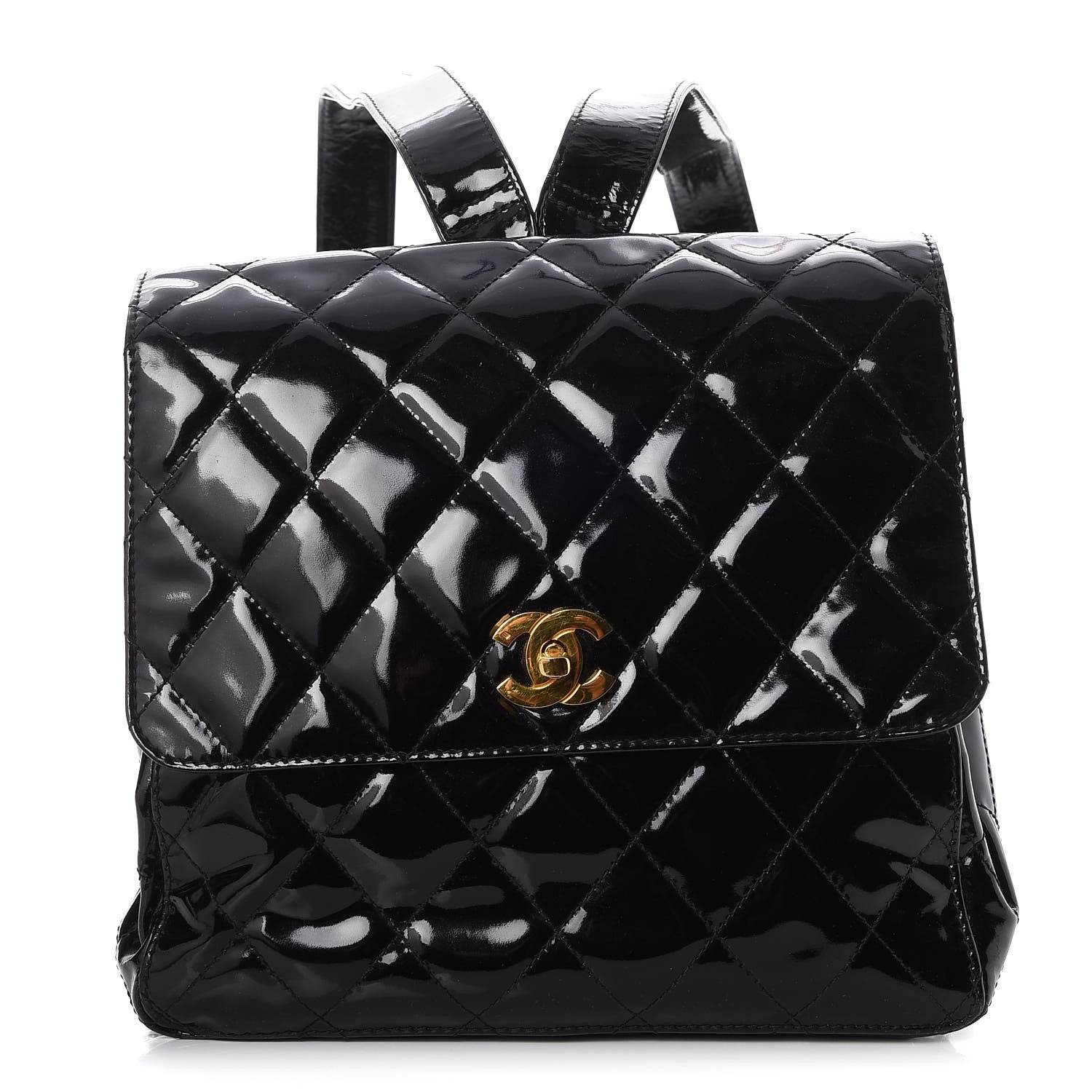 Chanel Patent Quilted Backpack Black 1 of 9