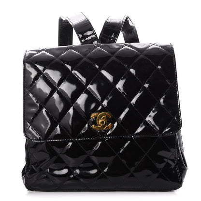 Chanel Patent Quilted Backpack Black 1 of 9