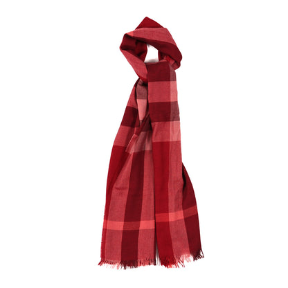 Burberry Wool Silk Gauze Half Mega Check Lightweight Scarf Red 1 of 3