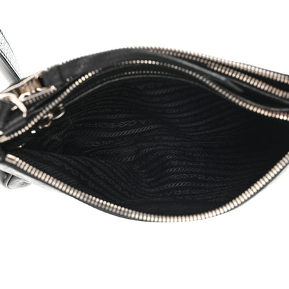 Prada Vitello Daino Double Zip Crossbody Bag Black 5 of 12