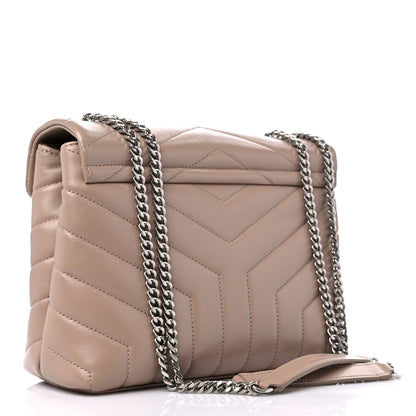 Saint Laurent Calfskin Y Quilted Monogram Small Loulou Chain Satchel Dark Beige 3 of 10