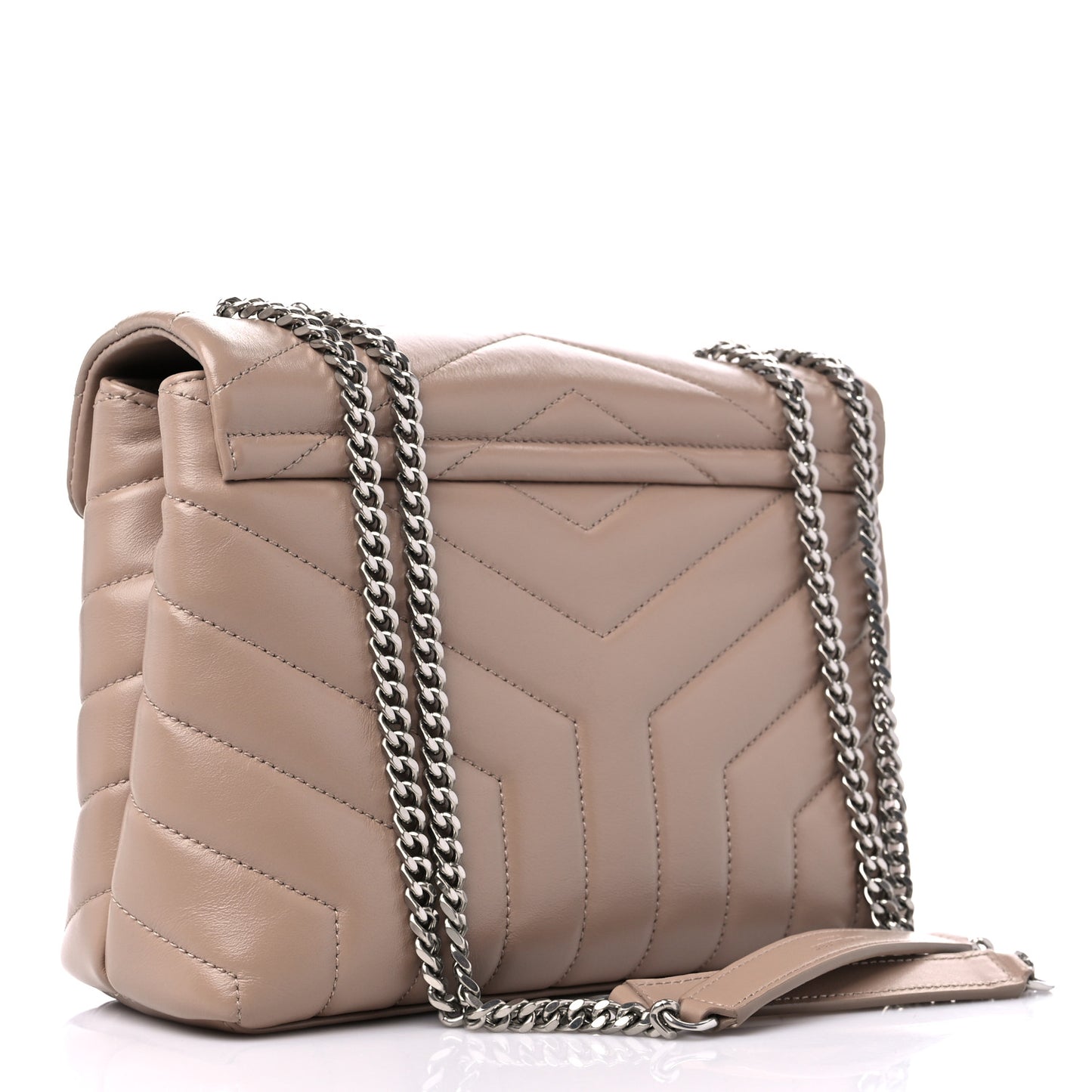 Calfskin Y Quilted Monogram Small Loulou Chain Satchel Dark Beige