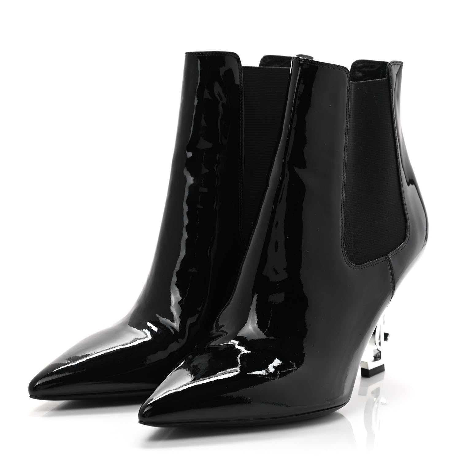 Saint Laurent Patent Opyum Booties 38.5 Black 3 of 8