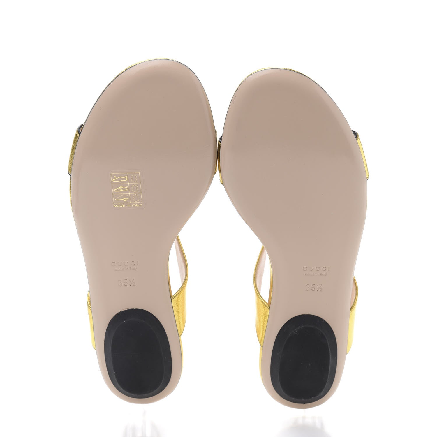 Gucci Metallic Lambskin Willow Pearl Sandals 35.5 Gold 5 of 7