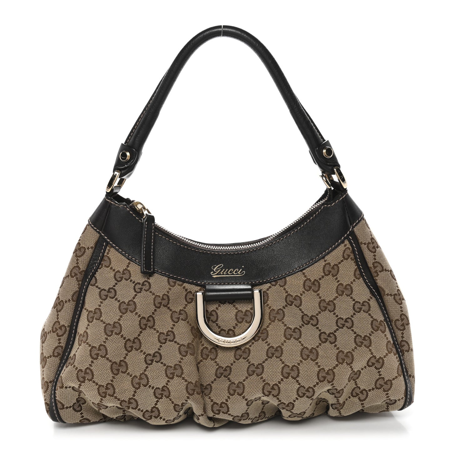 Monogram Medium D Gold Ring Hobo Dark Brown