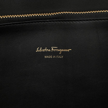 Salvatore Ferragamo Calfskin Woven Large Studio Top Handle Bag Tan Black 6 of 12