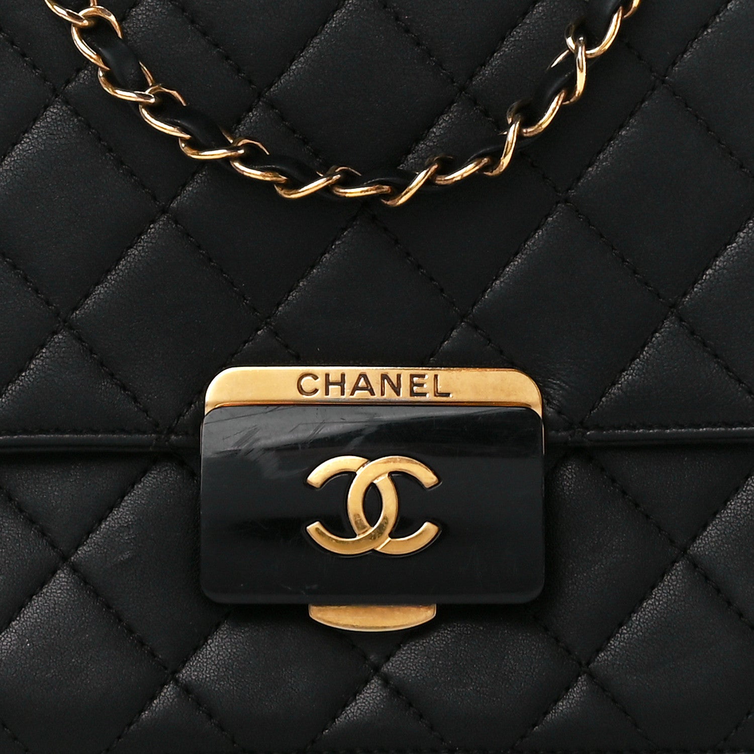 Chanel Sheepskin Quilted Large Beauty Lock Flap Black 9 of 11