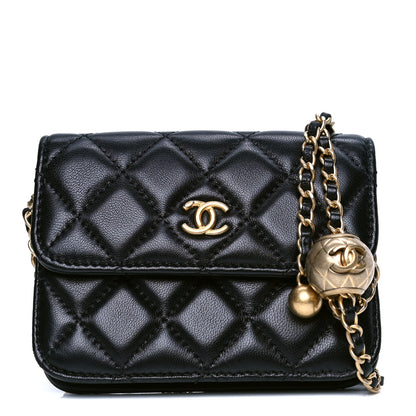 Chanel Lambskin Quilted Pearl Crush Flap With Chain Black 1 of 4