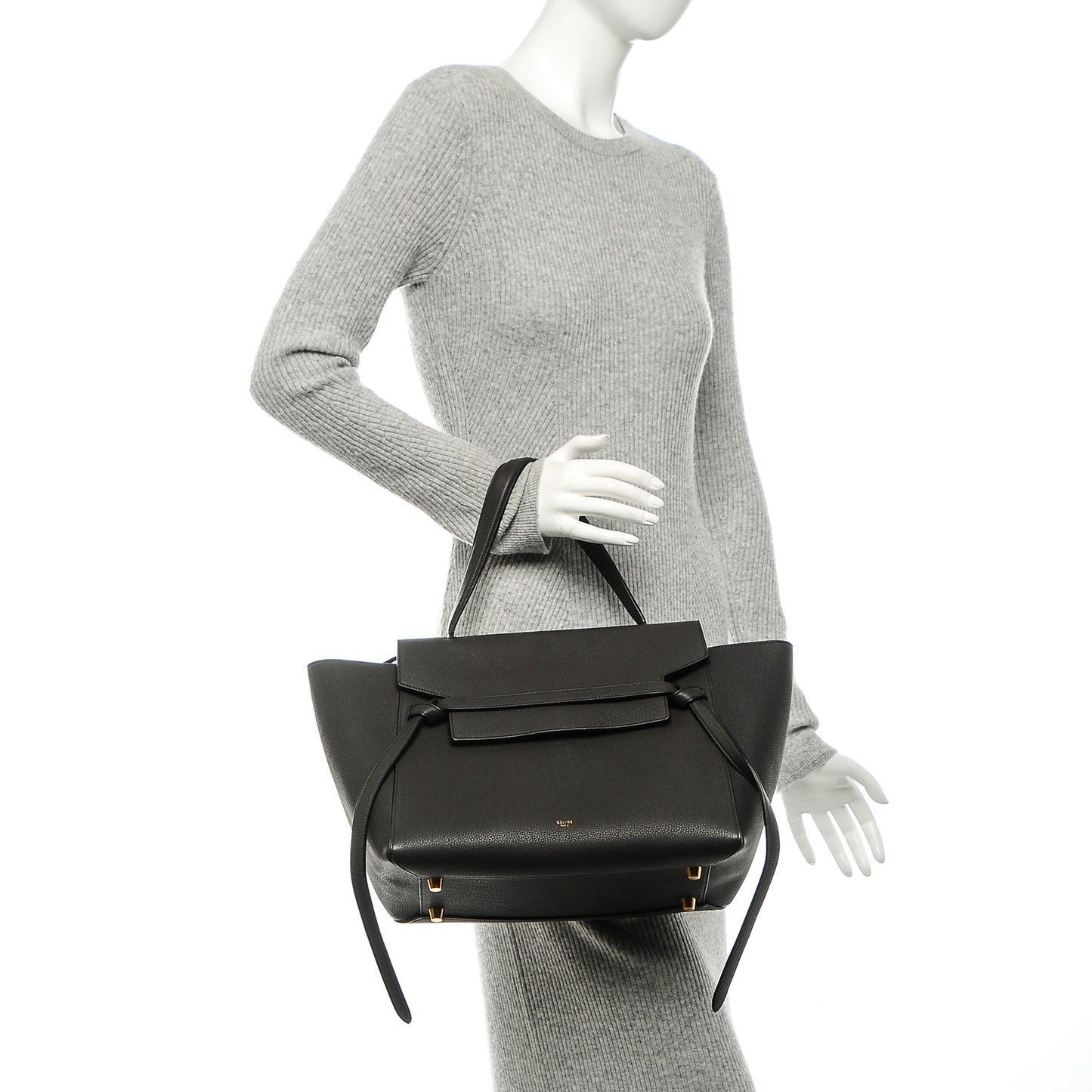 Drummed Calfskin Small Belt Bag Grey