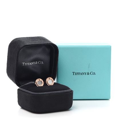 Tiffany 18K Rose Gold Mother of Pearl T Circle Earrings 5 of 5