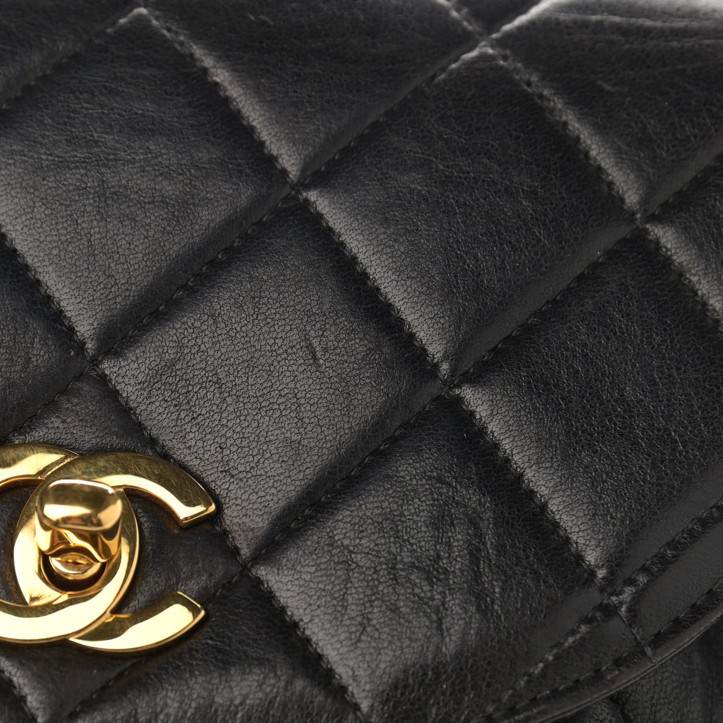 Lambskin Quilted Drawstring Backpack Black