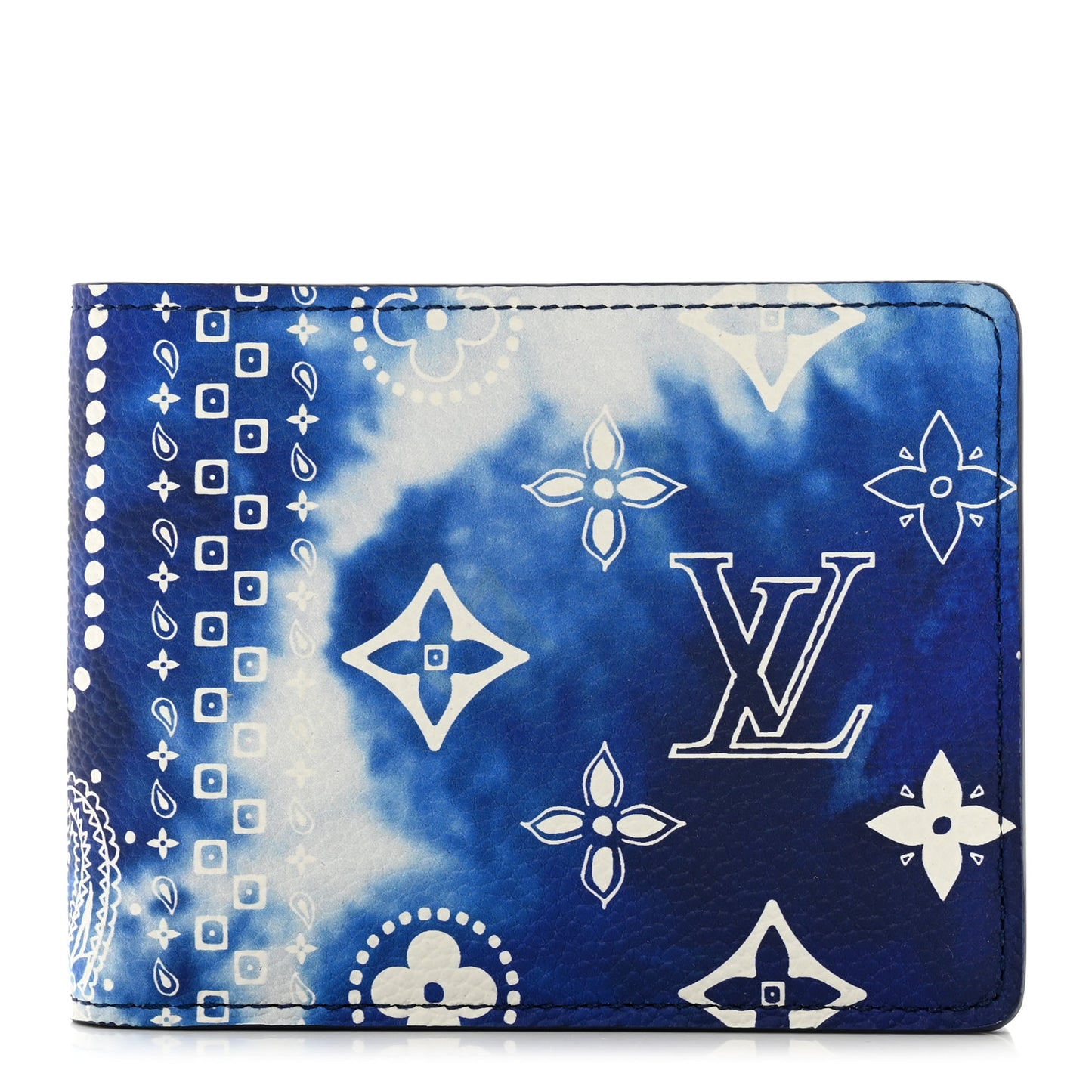 Cowhide Monogram Bandana Slender Wallet Blue