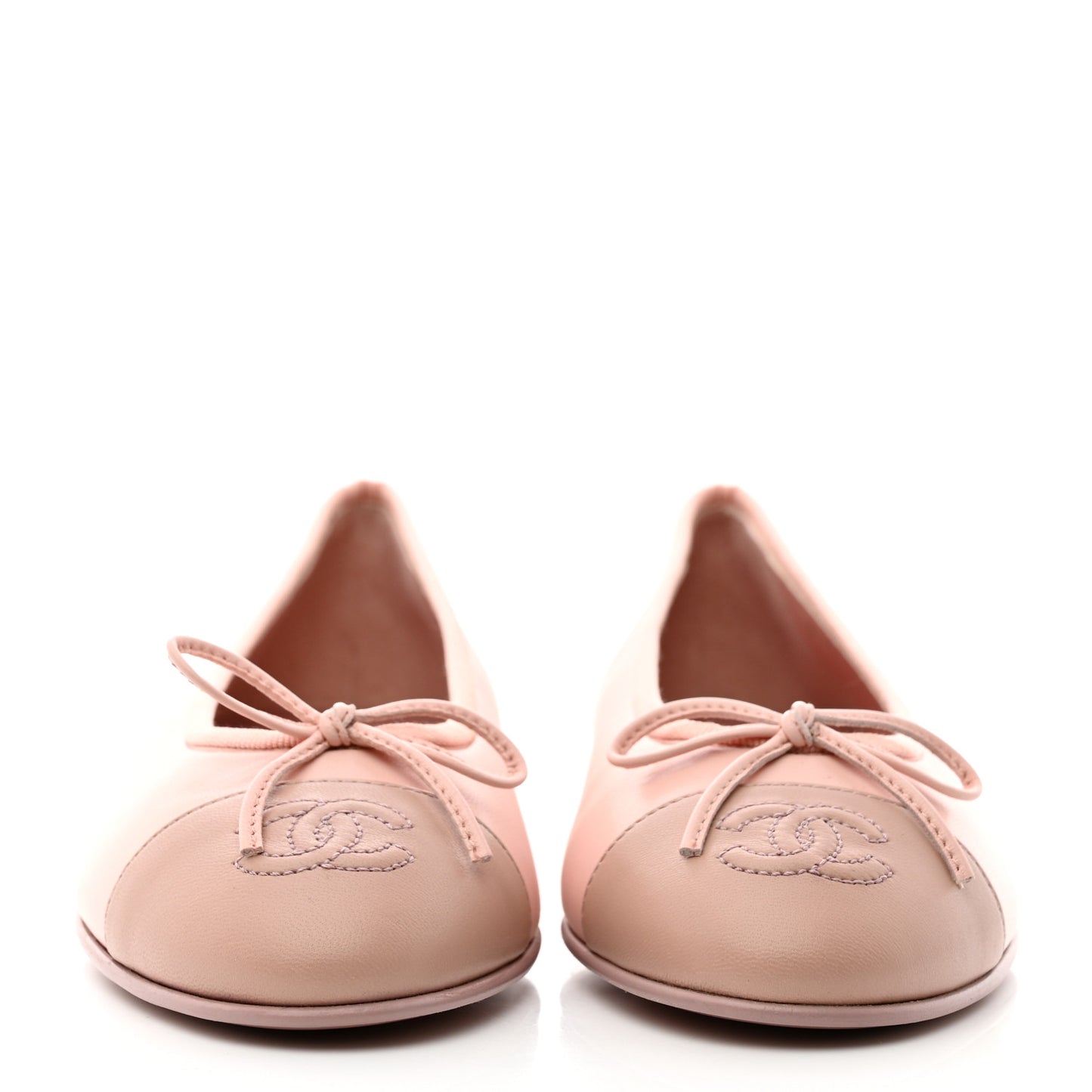 Lambskin Cap Toe CC Ballerina Flats 36.5 Light Pink Dark Pink