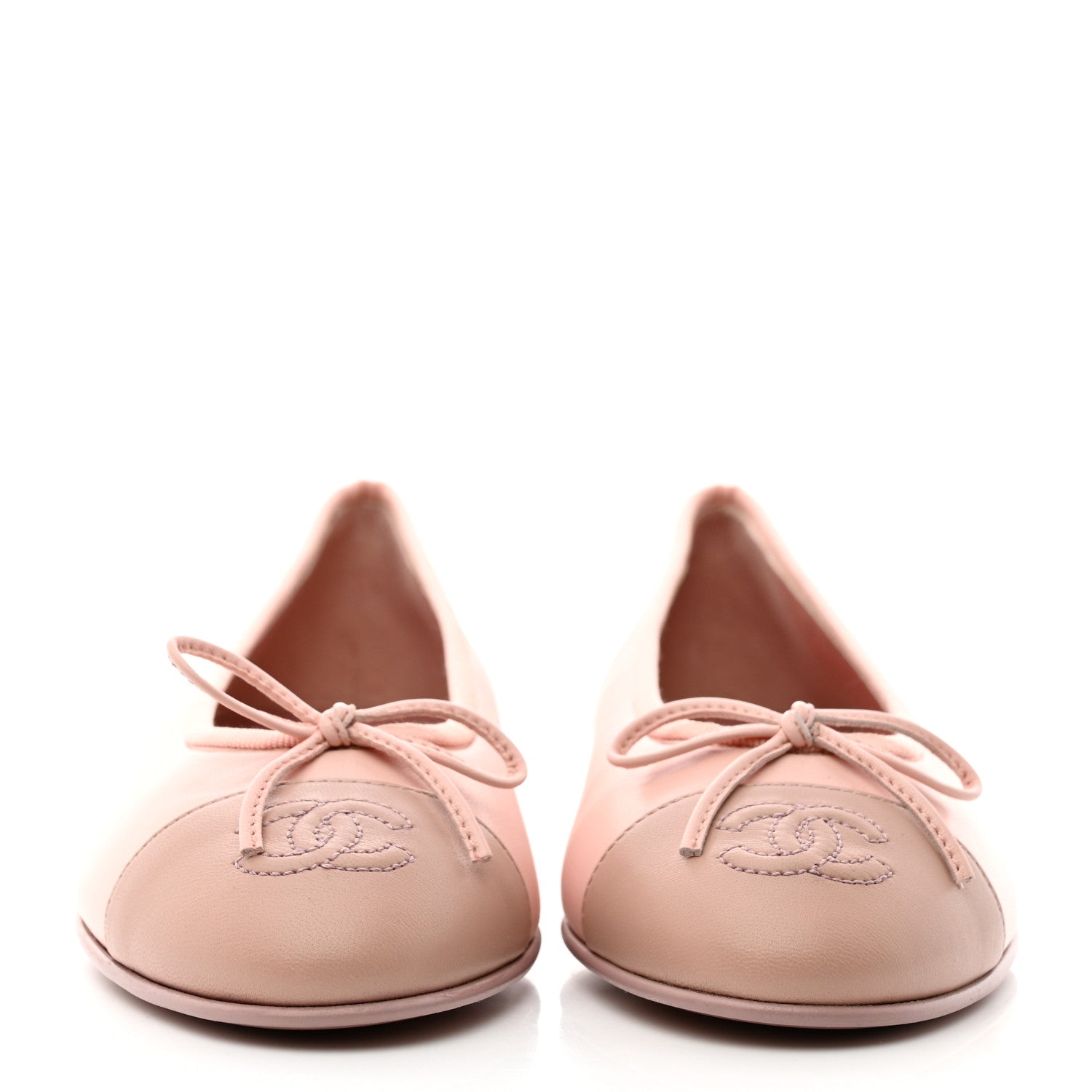 Chanel Lambskin Cap Toe CC Ballerina Flats 36.5 Light Pink Dark Pink 2 of 9