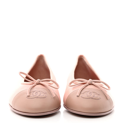 Chanel Lambskin Cap Toe CC Ballerina Flats 36.5 Light Pink Dark Pink 2 of 9