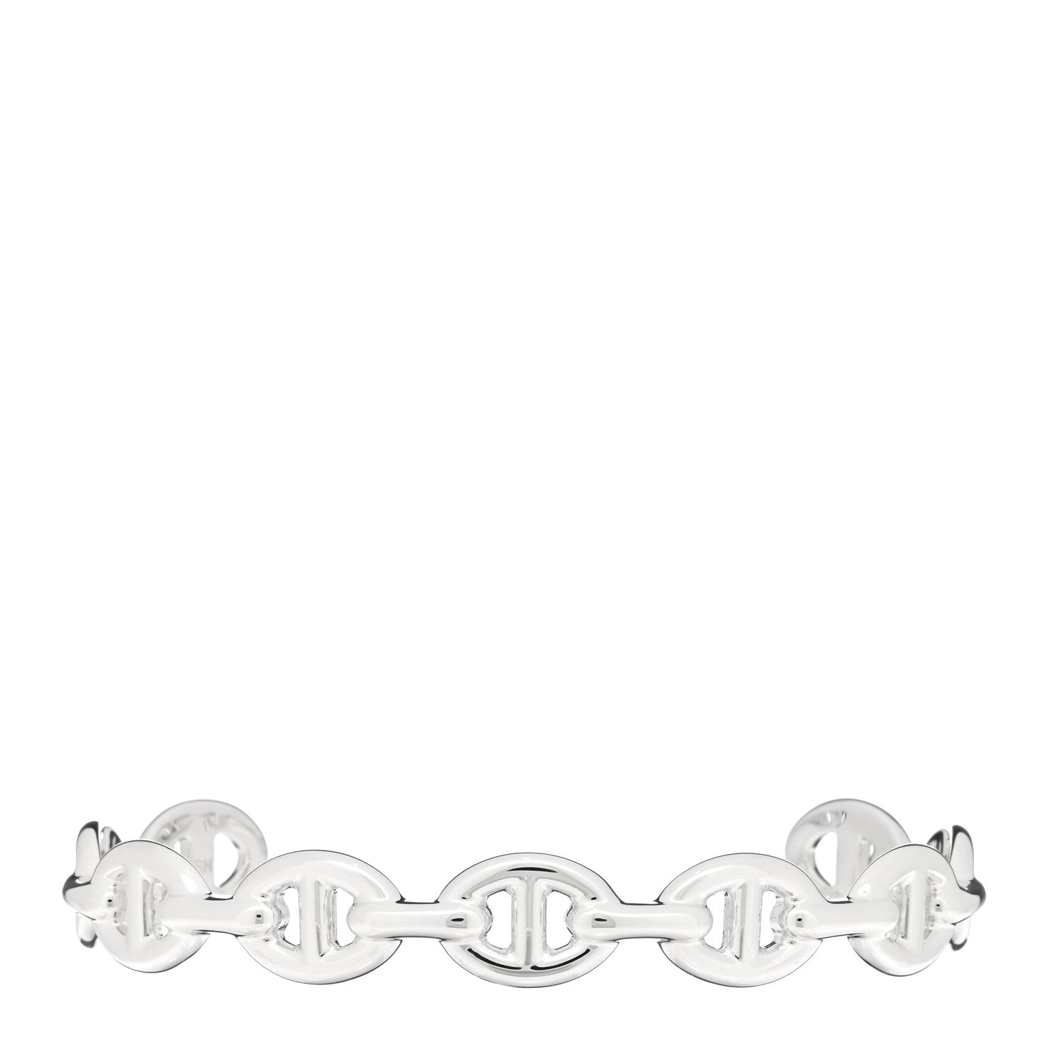 Hermes Sterling Silver MM Chaine d'Ancre Enchainee Cuff Bracelet SH 1 of 3