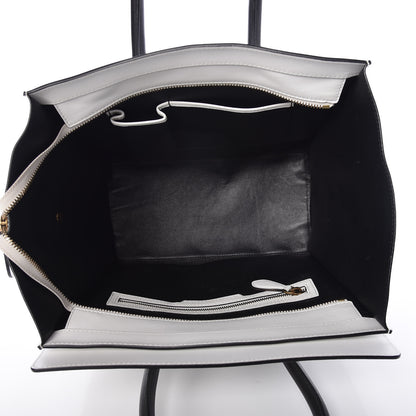 Celine Satin Calfskin Mini Bi-Color Luggage White Black 5 of 13