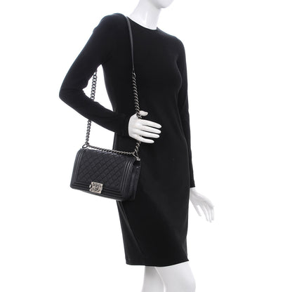 Chanel Metallic Calfskin Quilted Medium Boy Flap Black 2 of 8