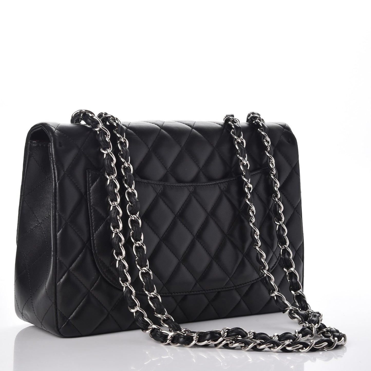 Lambskin Quilted Jumbo Single Flap Black
