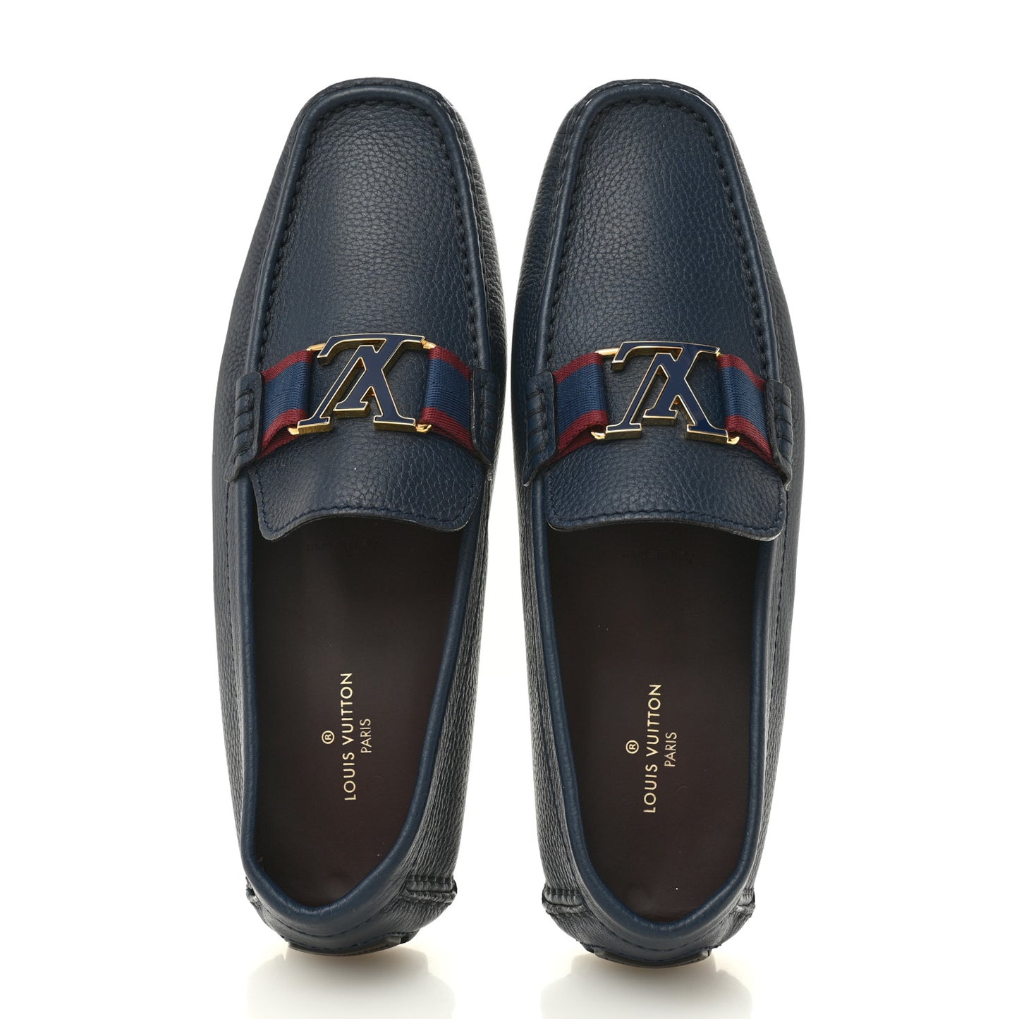 Grained Calfskin Mens Monte Carlo Car Shoe Moccasin Loafers 9 Blue