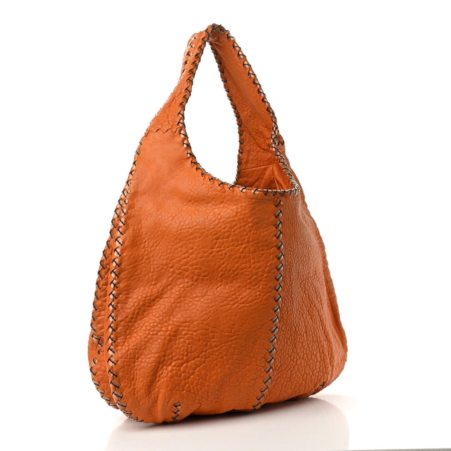 Calfskin PVC Large Double Compartment Hobo Orange
